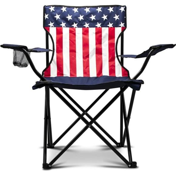 Camping Chair Camping Chair with Cupholder with Cupholder American Flag Blue - Picture 3 of 5